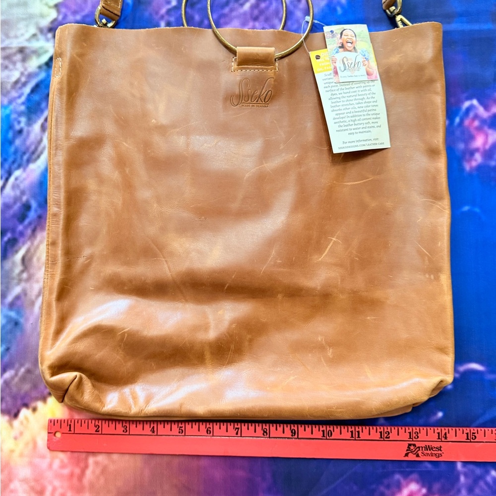 Super 🔥 Deal Sseko Tan Leather Shoulder Bag with Carry Metal Rings 
🤜👜🤛 - Picture 4 of 12